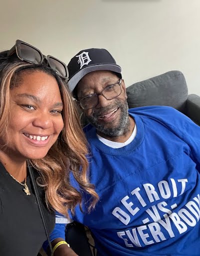 Kanika visiting an older gentleman